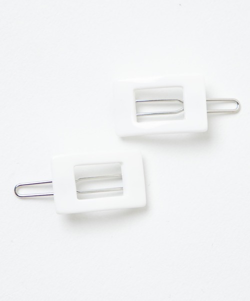 WEGO(ウィゴー)の「WEGO/【2点セット】スクエアダボピン(ヘアピン・レディース・パープル/オフホワイト・FREE)」の1枚目の写真
