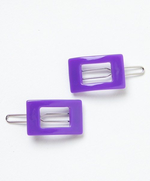 WEGO(ウィゴー)の「WEGO/【2点セット】スクエアダボピン(ヘアピン・レディース・パープル/オフホワイト・FREE)」の5枚目の写真