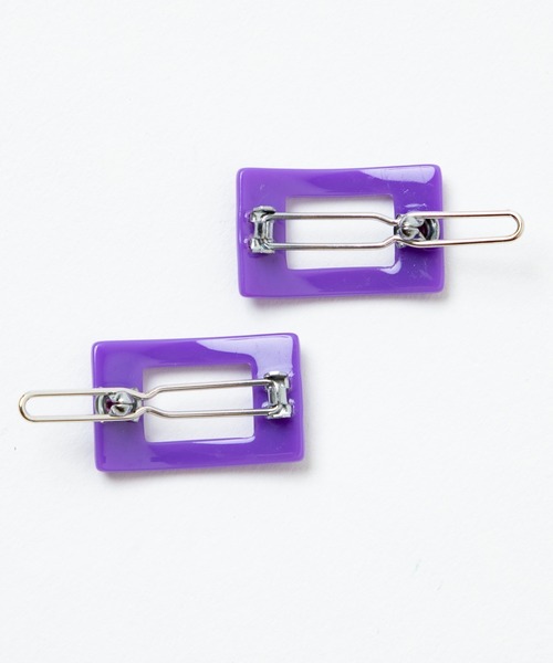 WEGO(ウィゴー)の「WEGO/【2点セット】スクエアダボピン(ヘアピン・レディース・パープル/オフホワイト・FREE)」の3枚目の写真
