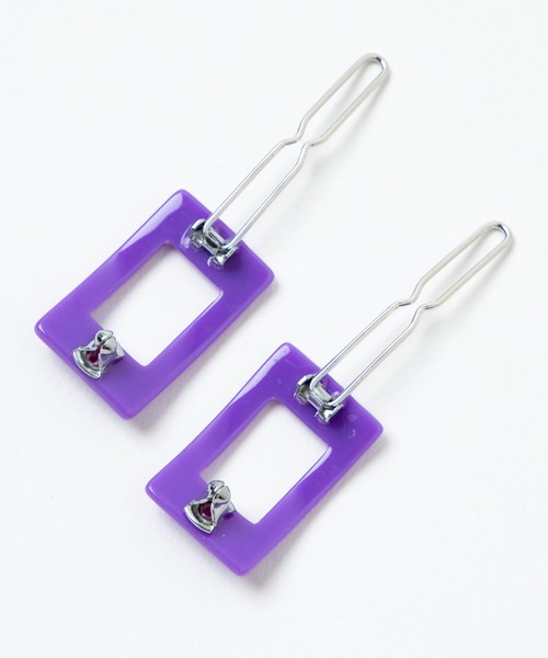 WEGO(ウィゴー)の「WEGO/【2点セット】スクエアダボピン(ヘアピン・レディース・パープル/オフホワイト・FREE)」の4枚目の写真