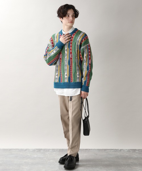 RAGEBLUE(レイジブルー)の「レトロジャガード柄ニットクルー/236356(ニット/セーター・メンズ・ブラック/その他/ブルー/グレー・FREE)」の9枚目の写真