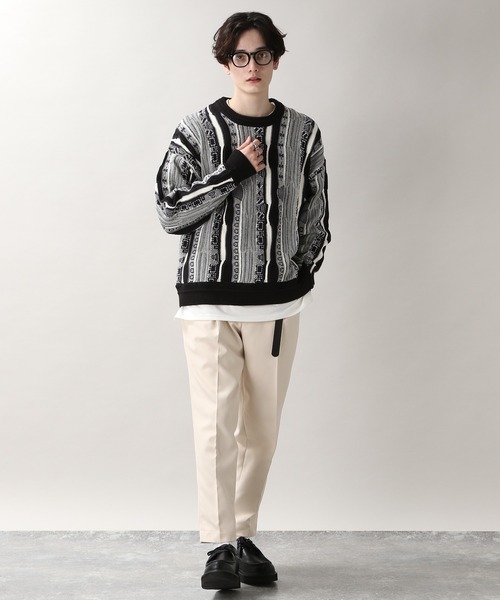 RAGEBLUE(レイジブルー)の「レトロジャガード柄ニットクルー/236356(ニット/セーター・メンズ・ブラック/その他/ブルー/グレー・FREE)」の7枚目の写真