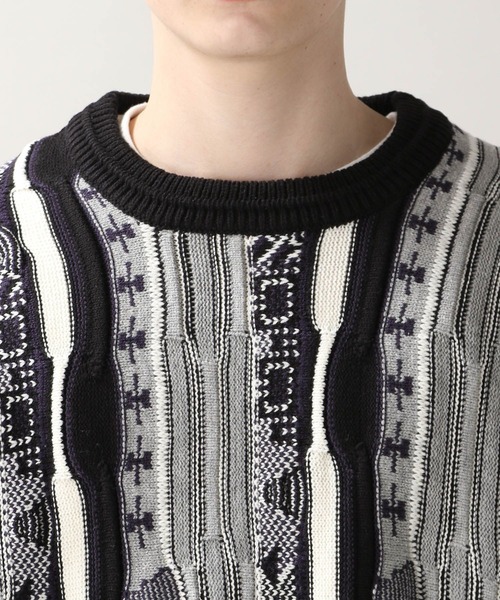 RAGEBLUE(レイジブルー)の「レトロジャガード柄ニットクルー/236356(ニット/セーター・メンズ・ブラック/その他/ブルー/グレー・FREE)」の13枚目の写真