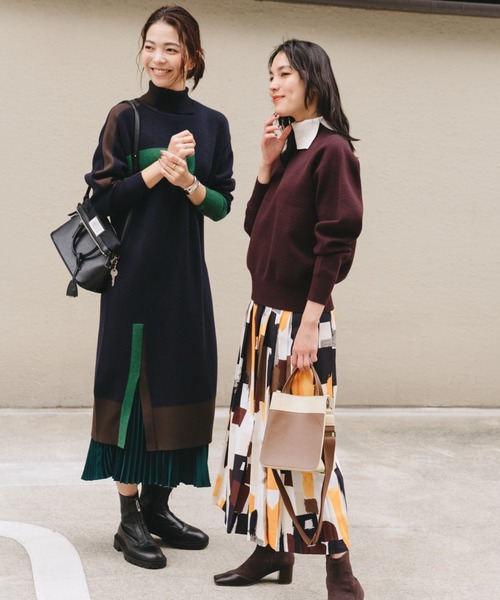 CAST:（キャストコロン）の「カラーブロックニットワンピース（ワンピース・レディース・ネイビー/オフホワイト/ベージュ系その他・M/S）」の21枚目の写真