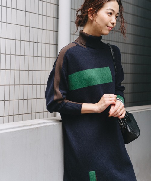 CAST:（キャストコロン）の「カラーブロックニットワンピース（ワンピース・レディース・ネイビー/オフホワイト/ベージュ系その他・M/S）」の22枚目の写真