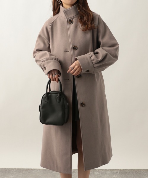 Heather（ヘザー）の「WOOLLYTECHスタンドカラーコート　255591（ステンカラーコート・レディース・ベージュ/ブラック/オレンジ/チャコールグレー・FREE）」の4枚目の写真