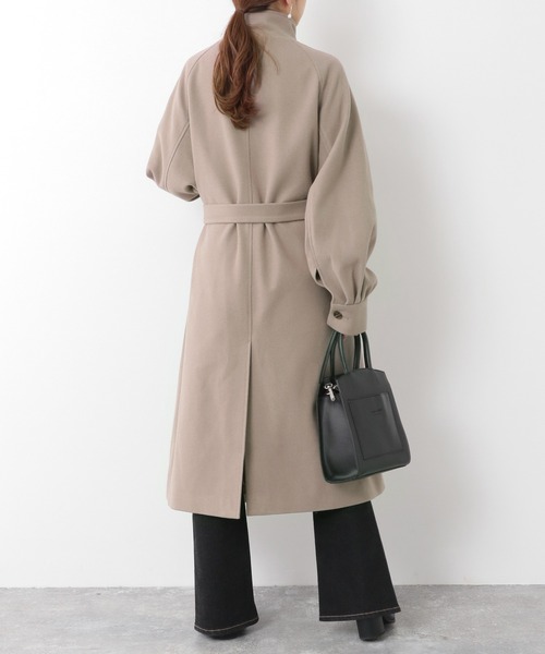 Heather（ヘザー）の「WOOLLYTECHスタンドカラーコート　255591（ステンカラーコート・レディース・ベージュ/ブラック/オレンジ/チャコールグレー・FREE）」の12枚目の写真