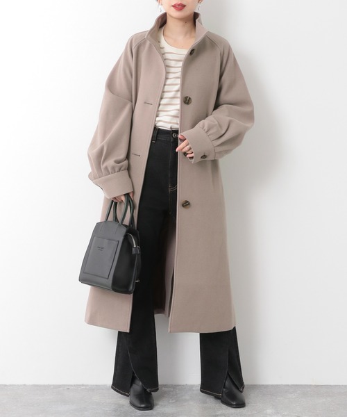 Heather（ヘザー）の「WOOLLYTECHスタンドカラーコート　255591（ステンカラーコート・レディース・ベージュ/ブラック/オレンジ/チャコールグレー・FREE）」の18枚目の写真