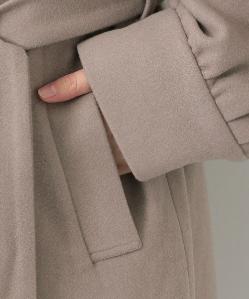 Heather（ヘザー）の「WOOLLYTECHスタンドカラーコート　255591（ステンカラーコート・レディース・ベージュ/ブラック/オレンジ/チャコールグレー・FREE）」の6枚目の写真