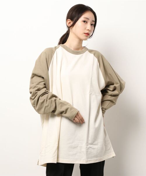 OLD BETTY'S（オールドベティーズ）の「Big Baseball T-shirts（Tシャツ/カットソー・レディース・ネイビー/グレー/ライトカーキ/マスタード・FREE）」の3枚目の写真