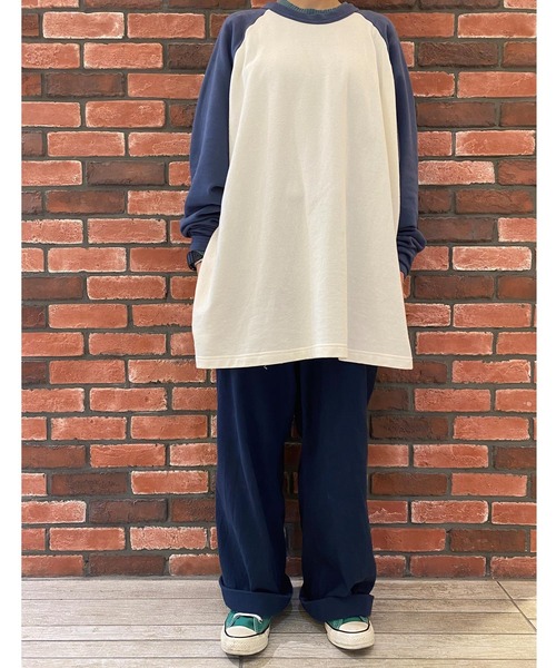 OLD BETTY'S（オールドベティーズ）の「Big Baseball T-shirts（Tシャツ/カットソー・レディース・ネイビー/グレー/ライトカーキ/マスタード・FREE）」の4枚目の写真