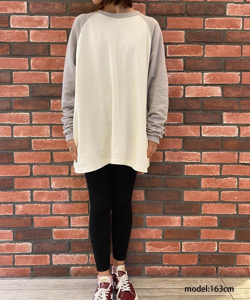 OLD BETTY'S（オールドベティーズ）の「Big Baseball T-shirts（Tシャツ/カットソー・レディース・ネイビー/グレー/ライトカーキ/マスタード・FREE）」の2枚目の写真