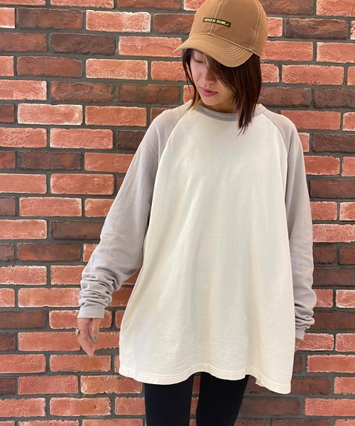 OLD BETTY'S（オールドベティーズ）の「Big Baseball T-shirts（Tシャツ/カットソー・レディース・ネイビー/グレー/ライトカーキ/マスタード・FREE）」の9枚目の写真