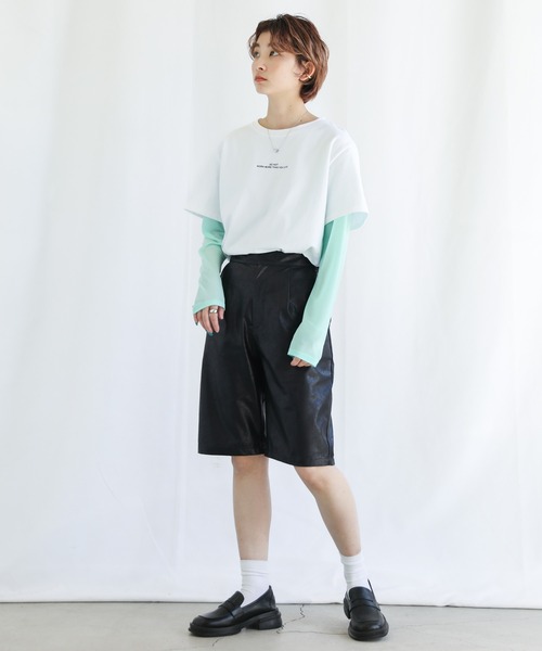 medium ミディアム　フェイクレザーハーフパンツ select MOCA（セレクトモカ）の「フェイクレザーハーフパンツ