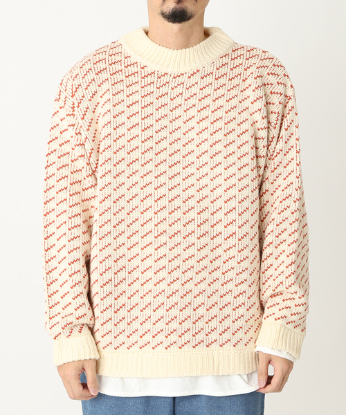 JOURNAL STANDARD relume（ジャーナルスタンダード　レリューム）の「《追加》オーバーサイズ バーズアイ ウォッシャブルニット（ニット/セーター・メンズ・ネイビー/グレー/グリーン/ナチュラル・MEDIUM/LARGE）」の9枚目の写真