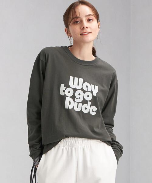 Russell Athletic（ラッセルアスレティック）の「【別注】＜RUSSELL ATHLETIC＞ プリント ロングスリーブ Tシャツ（Tシャツ/カットソー・レディース・ブラック/グレー/オフホワイト・FREE）」の2枚目の写真