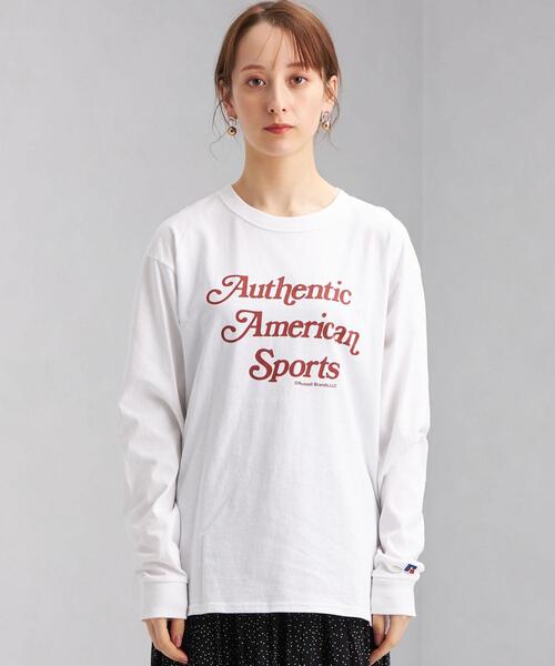 Russell Athletic（ラッセルアスレティック）の「【別注】＜RUSSELL ATHLETIC＞ プリント ロングスリーブ Tシャツ（Tシャツ/カットソー・レディース・ブラック/グレー/オフホワイト・FREE）」の7枚目の写真