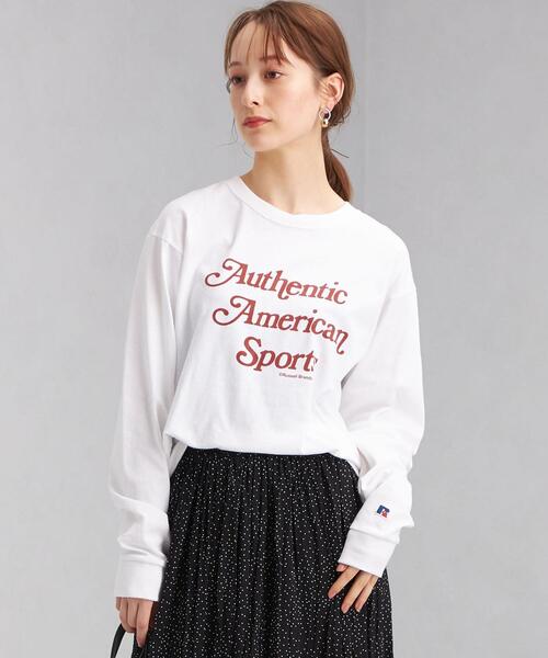 Russell Athletic（ラッセルアスレティック）の「【別注】＜RUSSELL ATHLETIC＞ プリント ロングスリーブ Tシャツ（Tシャツ/カットソー・レディース・ブラック/グレー/オフホワイト・FREE）」の15枚目の写真