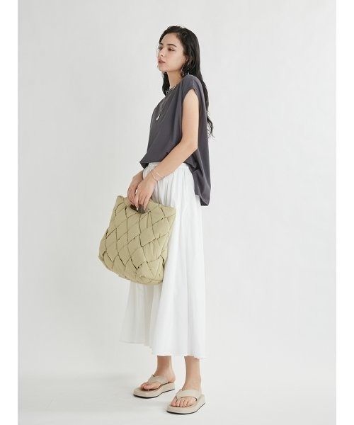 Mila Owen（ミラオーウェン）の「ハイラインフレンチスリーブカットトップス（Tシャツ/カットソー・レディース・ホワイト/チャコールグレー/ブラック/ピンク/グリーン・1/0）」の7枚目の写真