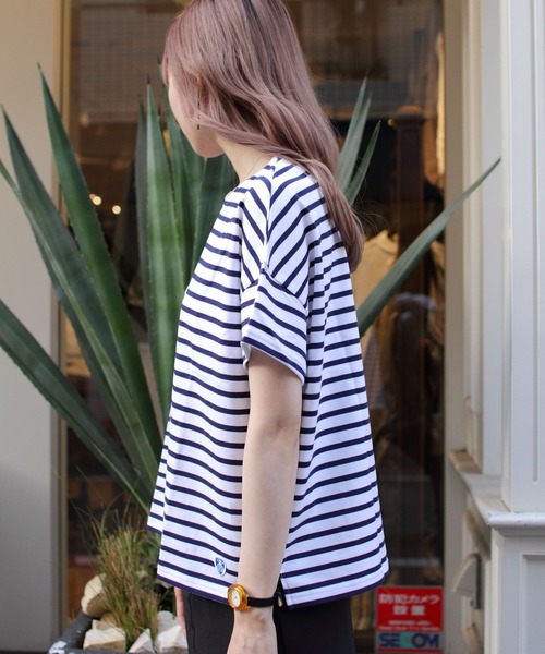 ORCIVAL(オーシバル)の「ORCIVAL/オーシバル 40/2 ワイドボートネックショートスリーブ ボーダー WIDE BOATNECK SHORTSLEEVE BORDER RC-9255(Tシャツ/カットソー・レディース・ホワイト/グレー/レッド/ロイヤルブルー/ライム/グリーン/ネイビー/ラベンダー・1)」の16枚目の写真
