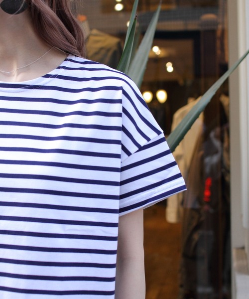ORCIVAL(オーシバル)の「ORCIVAL/オーシバル 40/2 ワイドボートネックショートスリーブ ボーダー WIDE BOATNECK SHORTSLEEVE BORDER RC-9255(Tシャツ/カットソー・レディース・ホワイト/グレー/レッド/ロイヤルブルー/ライム/グリーン/ネイビー/ラベンダー・1)」の17枚目の写真