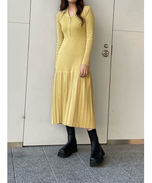 Rib Knit Long Op リブニットロングワンピース