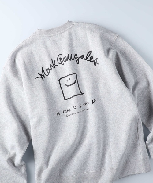 Mark Gonzales（マーク・ゴンザレス）の「【MARK GONZALES】ワンポイントスウェットクルー（スウェット・メンズ・グレー/グリーン/ブラック・M/XL/S/L）」の2枚目の写真