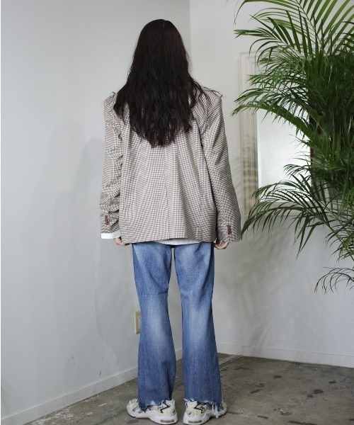 Chikashitsu +（チカシツプラス）の「【Chikashitsu + /チカシツプラス】oversized check jacket/オーバーサイズジャケット ビッグサイズジャケット チェック柄ジャケット（テーラードジャケット・メンズ・ブラック/ブラウン・ONE SIZE）」の18枚目の写真