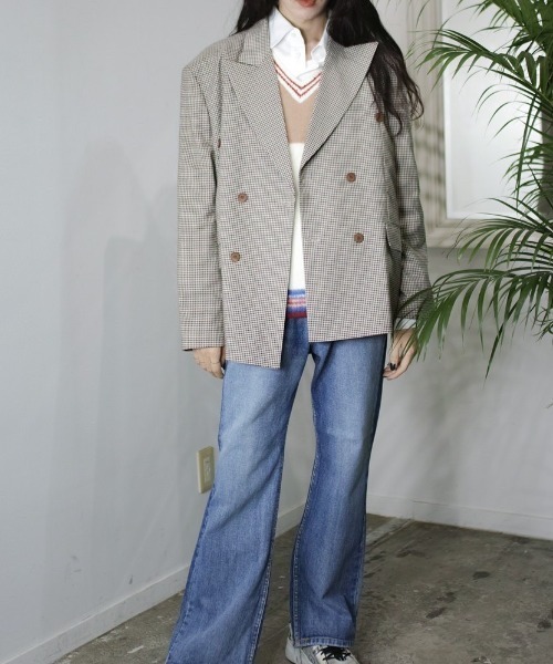Chikashitsu +（チカシツプラス）の「【Chikashitsu + /チカシツプラス】oversized check jacket/オーバーサイズジャケット ビッグサイズジャケット チェック柄ジャケット（テーラードジャケット・メンズ・ブラック/ブラウン・ONE SIZE）」の15枚目の写真