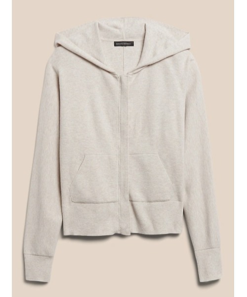 Banana Republic（バナナリパブリック）の「フーディー クロップド ニットジャケット（パーカー・レディース・ブラック/ナチュラル・S/M/XS/L）」の4枚目の写真