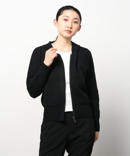 Banana Republic（バナナリパブリック）の「フーディー クロップド ニットジャケット（パーカー・レディース・ブラック/ナチュラル・S/M/XS/L）」の6枚目の写真