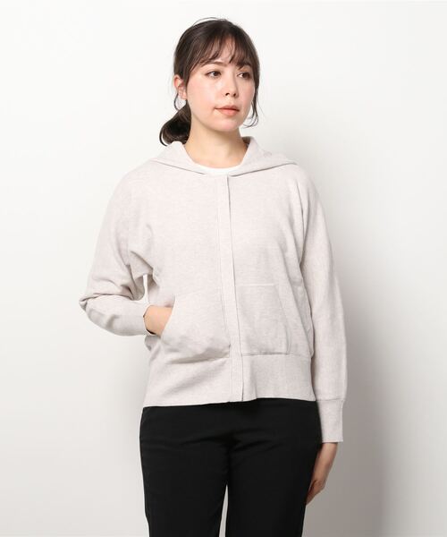 Banana Republic（バナナリパブリック）の「フーディー クロップド ニットジャケット（パーカー・レディース・ブラック/ナチュラル・S/M/XS/L）」の7枚目の写真