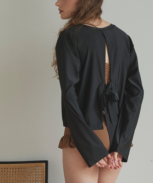 SEA DRESS(シードレス)の「バックシャンショートラッシュガード(ラッシュガード・レディース・ブラック/クリーム/チョコ・M/L)」の7枚目の写真