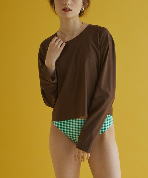 SEA DRESS(シードレス)の「バックシャンショートラッシュガード(ラッシュガード・レディース・ブラック/クリーム/チョコ・M/L)」の9枚目の写真