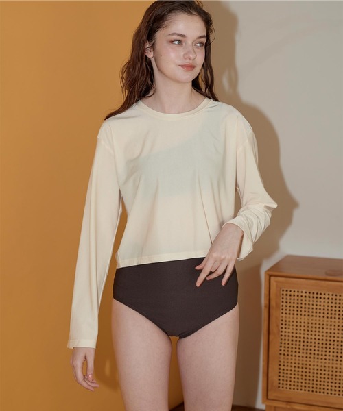 SEA DRESS(シードレス)の「バックシャンショートラッシュガード(ラッシュガード・レディース・ブラック/クリーム/チョコ・M/L)」の20枚目の写真