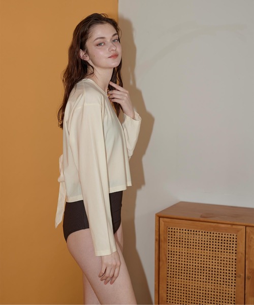 SEA DRESS(シードレス)の「バックシャンショートラッシュガード(ラッシュガード・レディース・ブラック/クリーム/チョコ・M/L)」の22枚目の写真