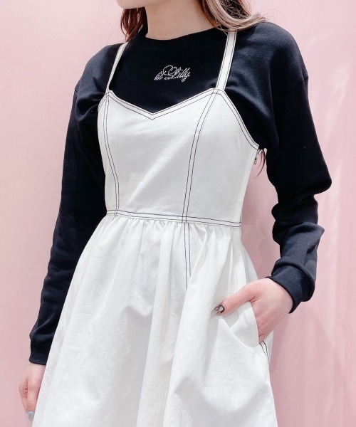 lilLilly（リルリリー）の「ラインストーンロゴTシャツ（Tシャツ/カットソー・レディース・ホワイト/ブラック/ブルー・FREE）」の3枚目の写真