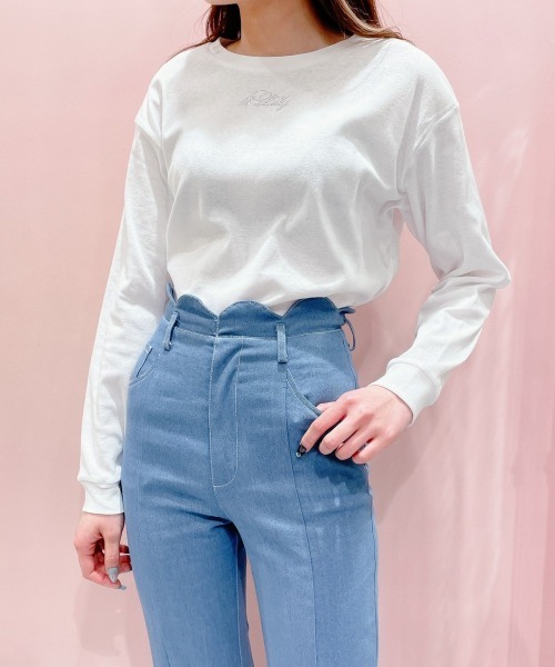 lilLilly（リルリリー）の「ラインストーンロゴTシャツ（Tシャツ/カットソー・レディース・ホワイト/ブラック/ブルー・FREE）」の13枚目の写真