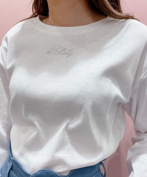 lilLilly（リルリリー）の「ラインストーンロゴTシャツ（Tシャツ/カットソー・レディース・ホワイト/ブラック/ブルー・FREE）」の16枚目の写真