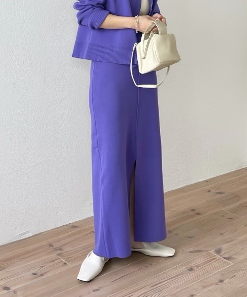 wee9s（ウィークス）の「daily daily 2way knit skirt / 美シルエット前後ツーウェイデイリーデイリーニットスカート（スカート・レディース・ブラック/レッド/ブルー/グリーン/ライトブルー/オレンジ/ピンク/アイボリー/パープル/グレー・FREE）」の7枚目の写真