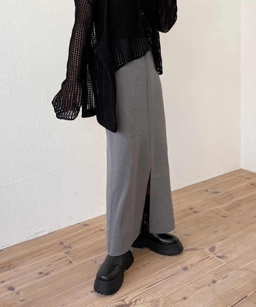 wee9s（ウィークス）の「daily daily 2way knit skirt / 美シルエット前後ツーウェイデイリーデイリーニットスカート（スカート・レディース・ブラック/レッド/ブルー/グリーン/ライトブルー/オレンジ/ピンク/アイボリー/パープル/グレー・FREE）」の4枚目の写真