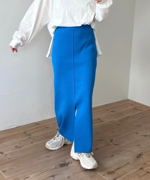 wee9s（ウィークス）の「daily daily 2way knit skirt / 美シルエット前後ツーウェイデイリーデイリーニットスカート（スカート・レディース・ブラック/レッド/ブルー/グリーン/ライトブルー/オレンジ/ピンク/アイボリー/パープル/グレー・FREE）」の5枚目の写真
