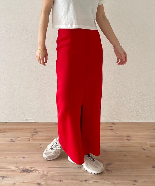 wee9s（ウィークス）の「daily daily 2way knit skirt / 美シルエット前後ツーウェイデイリーデイリーニットスカート（スカート・レディース・ブラック/レッド/ブルー/グリーン/ライトブルー/オレンジ/ピンク/アイボリー/パープル/グレー・FREE）」の15枚目の写真