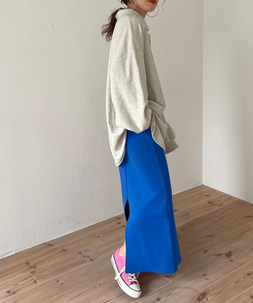 wee9s（ウィークス）の「daily daily 2way knit skirt / 美シルエット前後ツーウェイデイリーデイリーニットスカート（スカート・レディース・ブラック/レッド/ブルー/グリーン/ライトブルー/オレンジ/ピンク/アイボリー/パープル/グレー・FREE）」の11枚目の写真