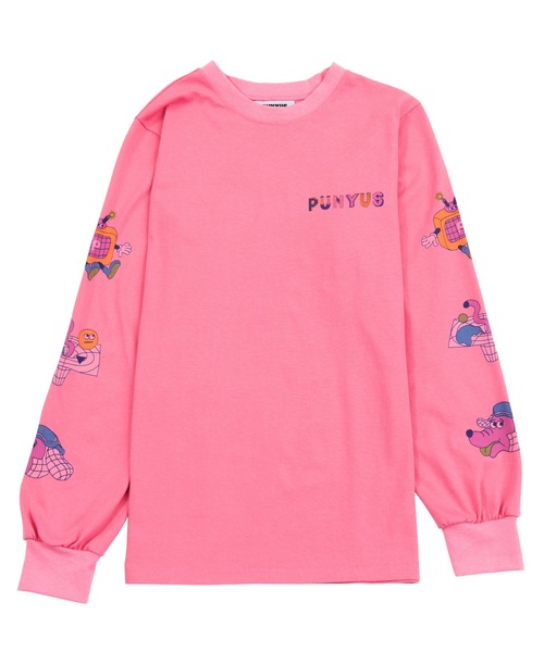 PUNYUS(プニュズ)の「スリーブプリントロンT(Tシャツ/カットソー・レディース・ピンク/オレンジ/ホワイト/ブラック・1/2/3/4)」の20枚目の写真