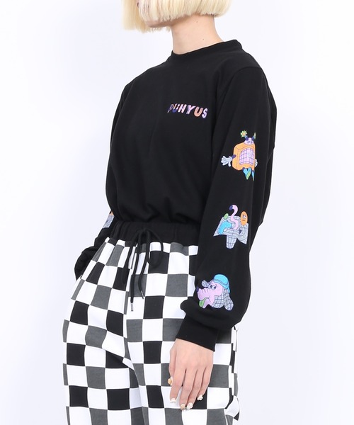 PUNYUS(プニュズ)の「スリーブプリントロンT(Tシャツ/カットソー・レディース・ピンク/オレンジ/ホワイト/ブラック・1/2/3/4)」の12枚目の写真