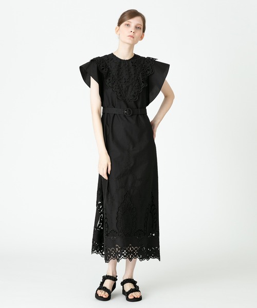 【予約】LOULOU WILLOUGHBY / パネル刺繍コットンワンピース