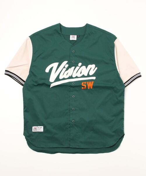 VISION STREET WEAR（ヴィジョンストリートウェア）の「【VISION STREET WEAR／ヴィジョンストリートウェア】ロゴ刺繍ベースボールシャツ/ナンバリング/カレッジロゴ/バックデザイン/ビッグシルエット/オーバーサイズシャツ（シャツ/ブラウス・メンズ・ネイビー/グリーン/アイボリー/ブルー系その他/チャコールグレー/グリーン系その他/ホワイト系その他・M/L/XL）」の9枚目の写真