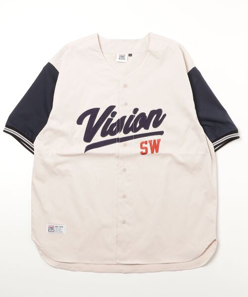 VISION STREET WEAR（ヴィジョンストリートウェア）の「【VISION STREET WEAR／ヴィジョンストリートウェア】ロゴ刺繍ベースボールシャツ/ナンバリング/カレッジロゴ/バックデザイン/ビッグシルエット/オーバーサイズシャツ（シャツ/ブラウス・メンズ・ネイビー/グリーン/アイボリー/ブルー系その他/チャコールグレー/グリーン系その他/ホワイト系その他・M/L/XL）」の10枚目の写真