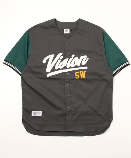 VISION STREET WEAR（ヴィジョンストリートウェア）の「【VISION STREET WEAR／ヴィジョンストリートウェア】ロゴ刺繍ベースボールシャツ/ナンバリング/カレッジロゴ/バックデザイン/ビッグシルエット/オーバーサイズシャツ（シャツ/ブラウス・メンズ・ネイビー/グリーン/アイボリー/ブルー系その他/チャコールグレー/グリーン系その他/ホワイト系その他・M/L/XL）」の11枚目の写真
